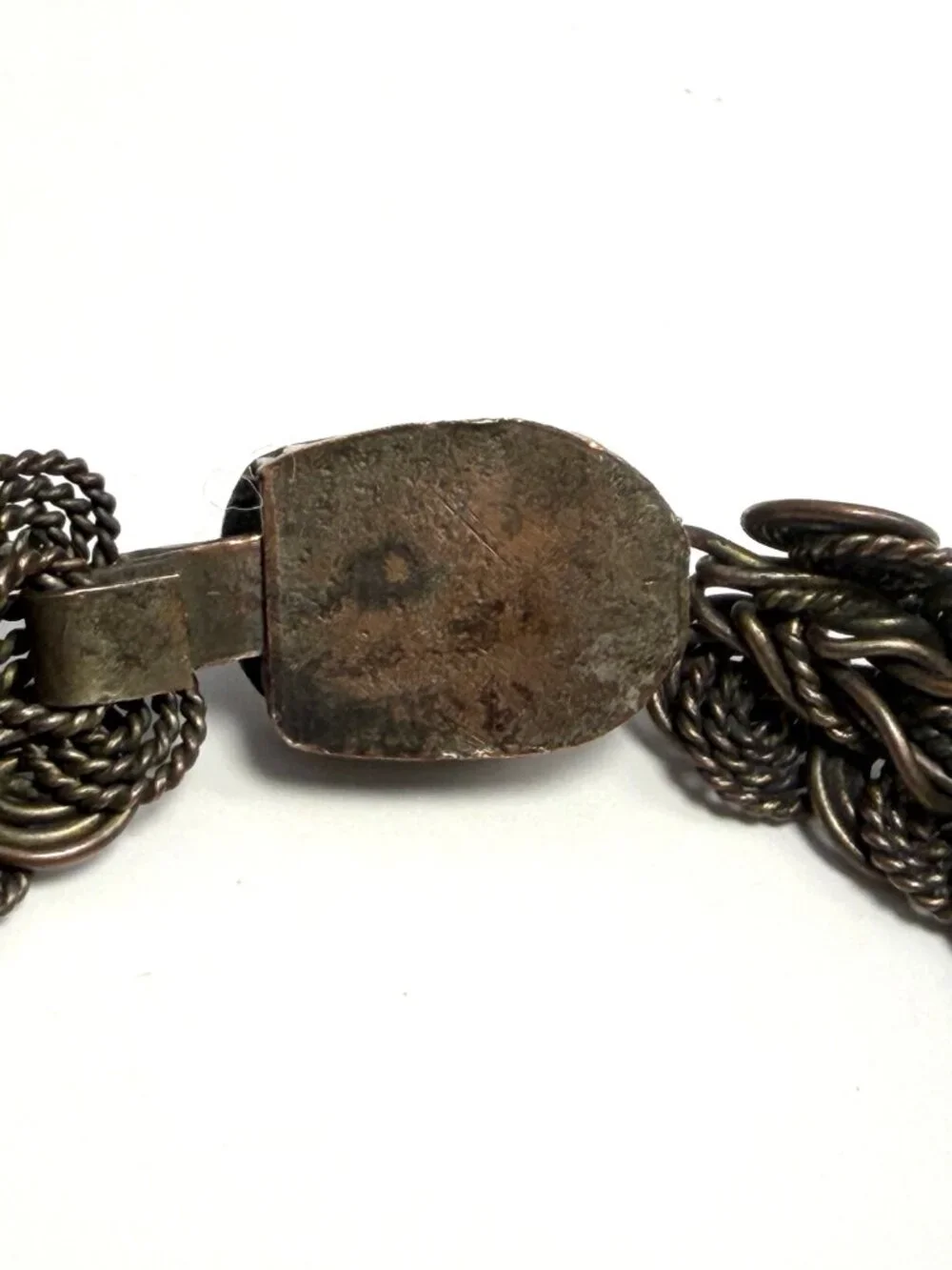 Vintage Handmade Solid Copper Wire Woven Bracelet Owl Clasp Studio Craft 47g
